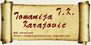Tomanija Karajović vizit kartica